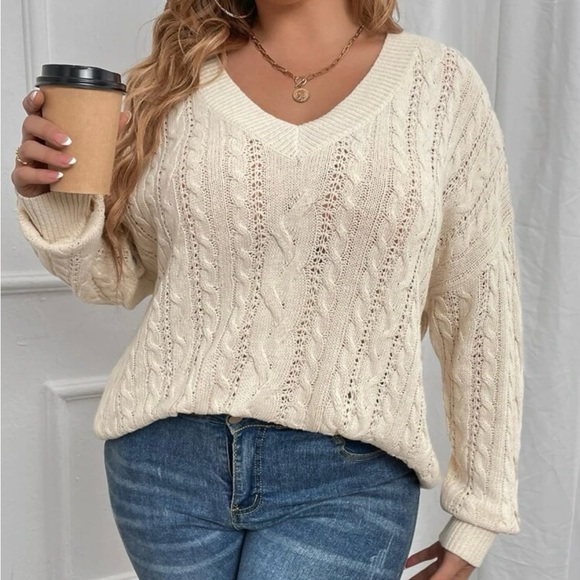 New Cable Knit Drop Shoulder Sweater - Picture 4 of 5